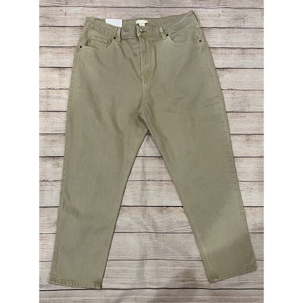 NWT H&M Cream Color High Waist Mom Jeans Stretch Comfort Size 16
